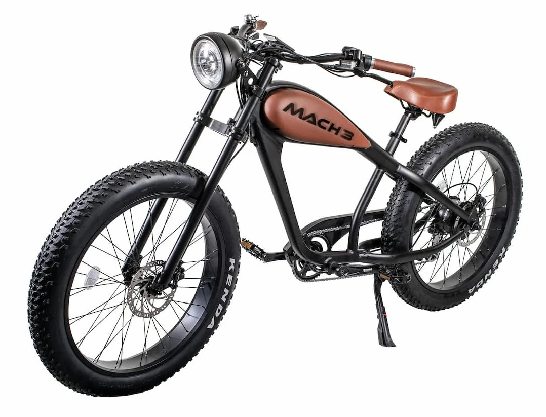 Fat Bike Électrique Chopper Speed Bike 45km/h Vintage Mach Abel Noir 750W