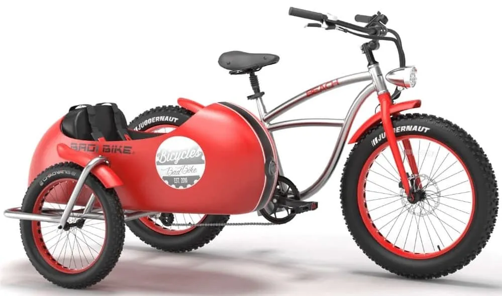Fat Bike Electrique Velo Side Car Beach Cruiser Bad Bike 250W rouge