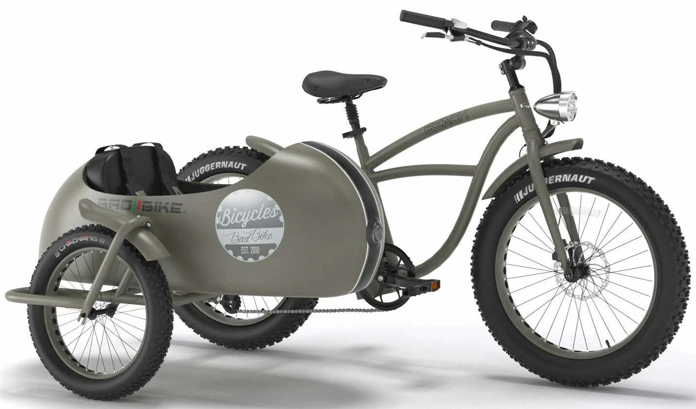 Fat Bike Electrique Velo Side Car Beach Cruiser Speed Bike 45km/h Vert