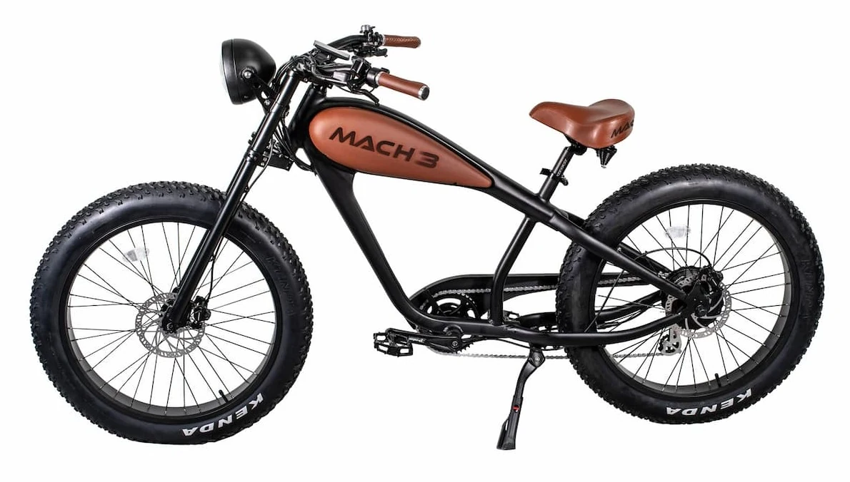 Fat Bike Électrique Chopper Speed Bike 45km/h Vintage Mach Abel Noir 750W