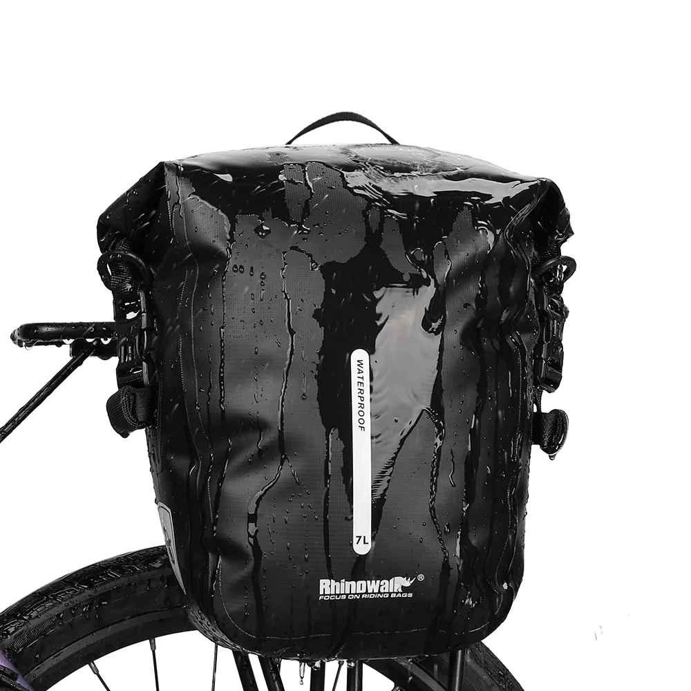 7 Liter Waterproof Pannier Rear Rack Bag Black